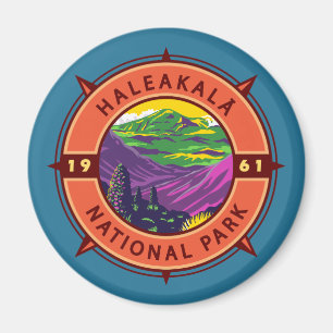 Haleakala National Park Retro Compass Emblem Magnet