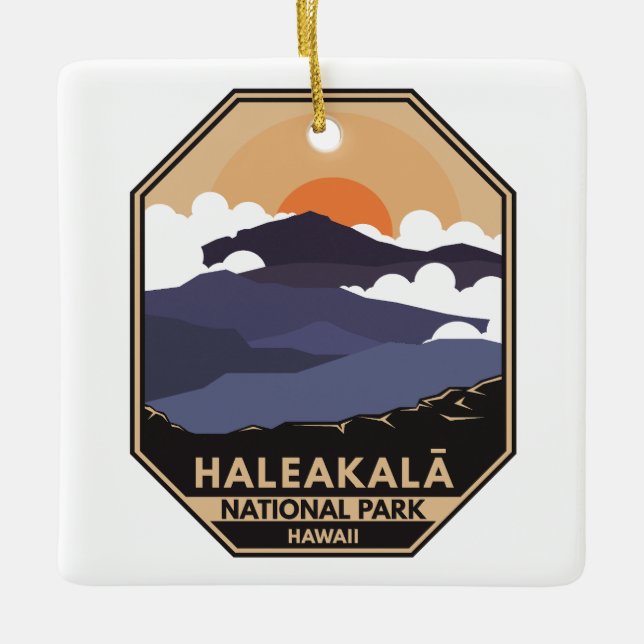 Haleakala National Park Retro Emblem Ceramic Ornament (Front)