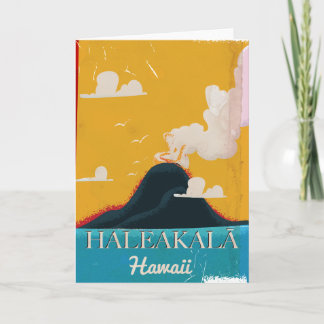 Haleakalā volcano vintage Hawaii travel poster Holiday Card