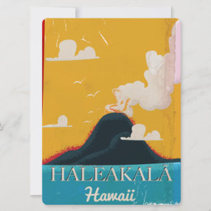 Haleakalā volcano vintage Hawaii travel poster Invitation