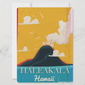 Haleakalā volcano vintage Hawaii travel poster Invitation