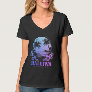 Haleiwa Hawaii Hawaiian Hibiscus Flowers Surfer So T-Shirt