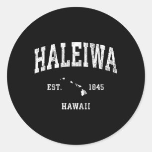 Haleiwa Hawaii Hi Athletic Sports Classic Round Sticker