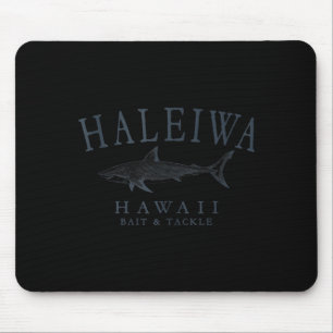 Haleiwa hawaii shark retro slate art fishing tank mouse mat