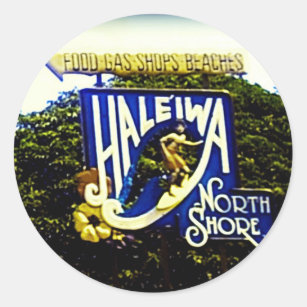 Haleiwa North Shore Hawaii Classic Round Sticker