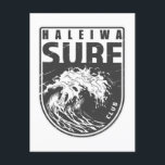 Haleiwa Surf Club Hawaii Emblem Postcard<br><div class="desc">Haleiwa Surf Club design with ocean wave illustration in a badge style.</div>