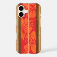 Haleiwa Surfboard Faux Wood Hibiscus in Red
