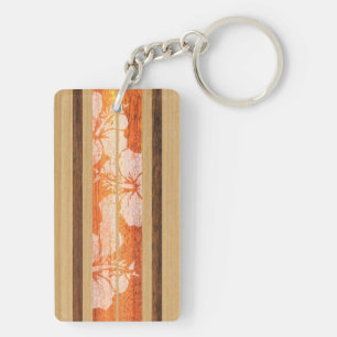 Haleiwa Surfboard Hawaiian Faux Wood Keychains