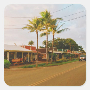 Haleiwa Surfer Town  Square Sticker