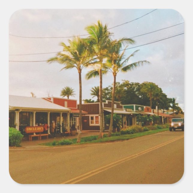 Haleiwa Surfer Town  Square Sticker (Front)