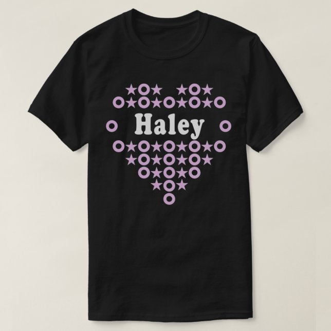 Haley Name for Girls Women Heart Hugs Stars for Ki T-Shirt (Design Front)