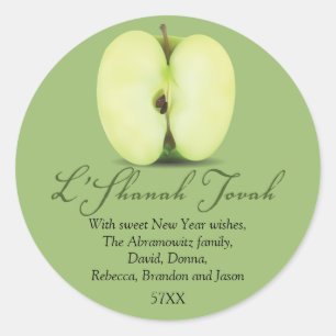 Half a Green Apple Rosh Hashanah Classic Round Sticker