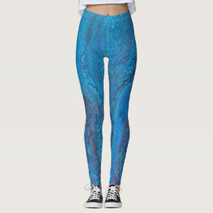 Half a Love 2 Abstract Cool Ice Blue Leggings