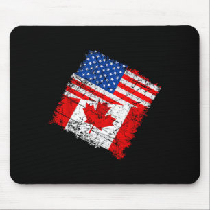 Half Aamerican And Canadian Usa Maple Leaf Flag Mouse Mat