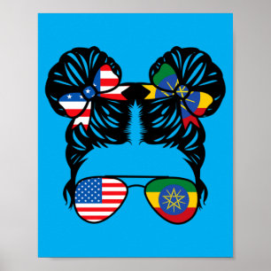 Half Aamerican Half Ethiopian Girl Usa Ethiopia Poster