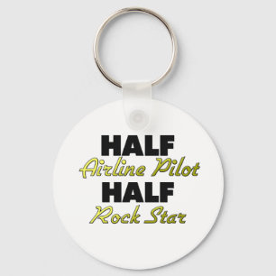 Half Airline Pilot Half Rock Star Key Ring