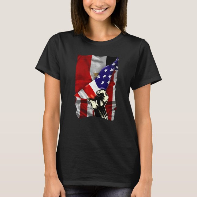 Half American Flag Egyptian ROOTS USA Flag Egypt D T-Shirt (Front)