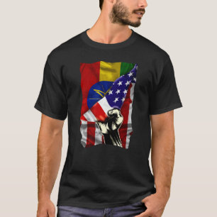 Half American Flag Ethiopian ROOTS USA Flag Ethiop T-Shirt