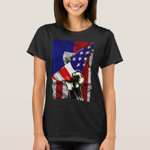 Half American Flag Haitian ROOTS USA Flag Haiti DN T-Shirt