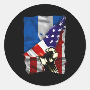 Half American Flag Honduran Roots Usa Flag Hondura Classic Round Sticker