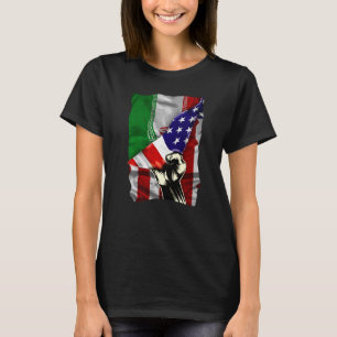Half American Flag Iranian ROOTS USA Flag Iran DNA T-Shirt