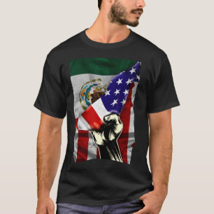 Half American Flag Mexican ROOTS USA Flag Mexico D T-Shirt