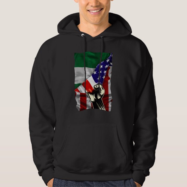 Half American Flag Nigerian ROOTS USA Flag Nigeria Hoodie (Front)