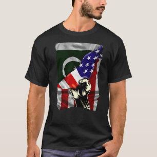 Half American Flag Pakistani ROOTS USA Flag Pakist T-Shirt