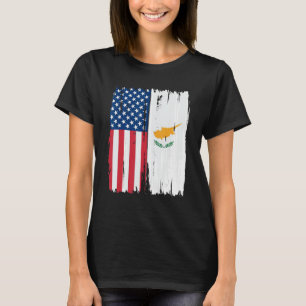 Half american Flag Roots USA Cyprus T-Shirt