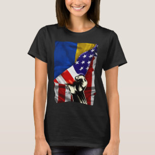 Half American Flag Ukrainian Roots Usa Flag Ukrain T-Shirt