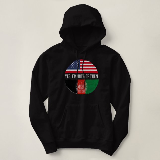 Half American Half Afghan USA Flag Afghanistan Her Hoodie (Design Front)