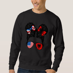 Half American Half Albanian Girl USA Albania Flag Sweatshirt