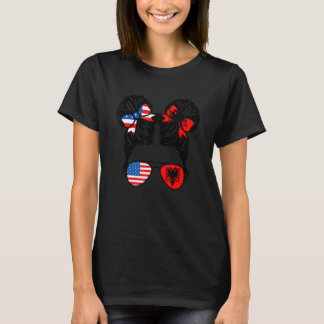 Half American Half Albanian Girl USA Albania Flag  T-Shirt