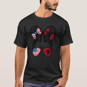 Half American Half Albanian Girl USA Albania Flag T-Shirt