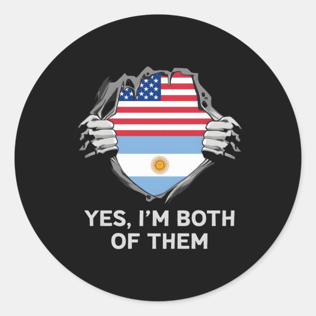 Half American Half Argentine Usa Argentina Flag S Classic Round Sticker (Front)