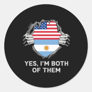 Half American Half Argentine Usa Argentina Flag S Classic Round Sticker