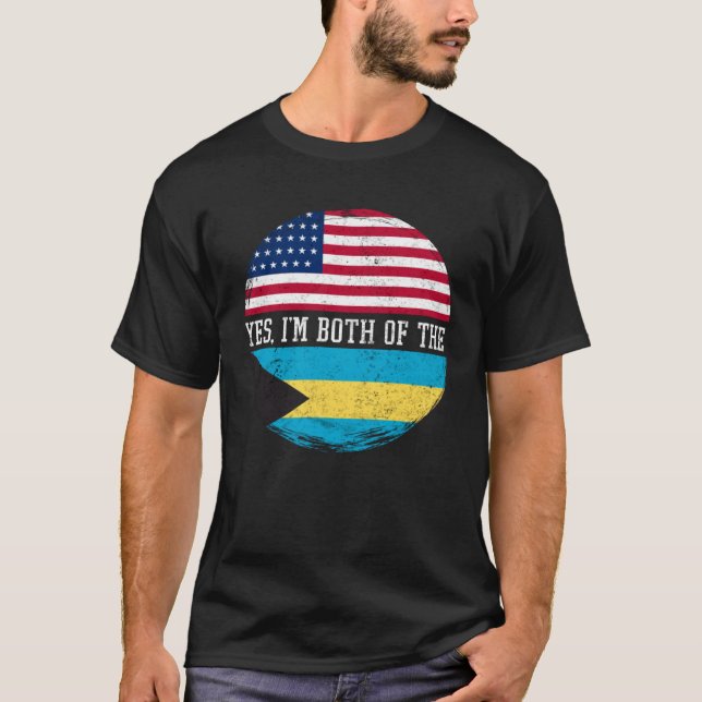 Half American Half Bahamian USA Flag Bahamas Herit T-Shirt (Front)
