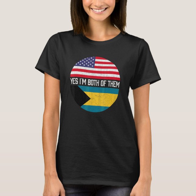 Half American Half Bahamian Usa Flag Family Herita T-Shirt (Front)