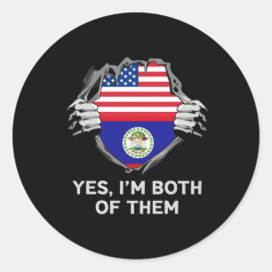Half American Half Belizean Usa Belise Flag S Classic Round Sticker