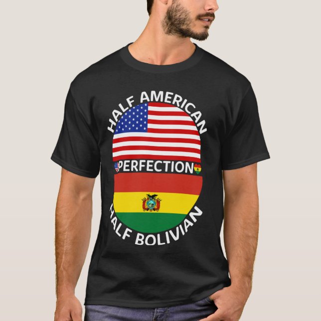 Half American Half Bolivian Usa Bolivia Flag Roots T-Shirt (Front)