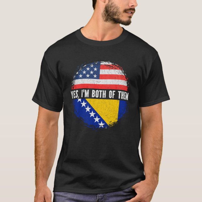 Half American Half Bosnian Bosnia and Herzegovina T-Shirt (Front)