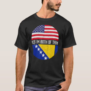 Half American Half Bosnian Usa Flag Family Heritag T-Shirt