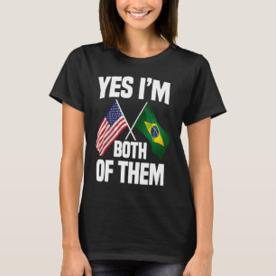 Half American Half Brazilian USA Brazil Flag T-Shirt