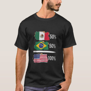 Half American Half Brazilian USA Flag Brazil Ameri T-Shirt