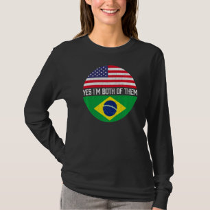 Half American Half Brazilian Usa Flag Family Herit T-Shirt