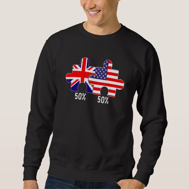 Half American Half British Flag Map Combined USA U Sweatshirt (Front)