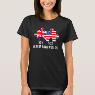 Half American Half British Flag Map Combined USA U T-Shirt