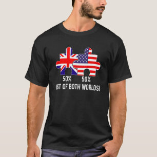 Half American Half British Flag Map Combined USA U T-Shirt
