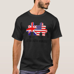Half American Half British Flag Map Combined USA U T-Shirt