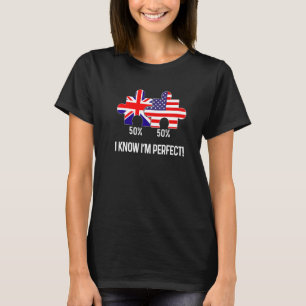 Half American Half British Flag Map Combined USA U T-Shirt